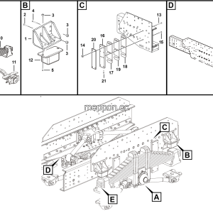 LGMG MT60 Mine Truck - Rear leaf spring installation assy - G1200-2712011822.S1C